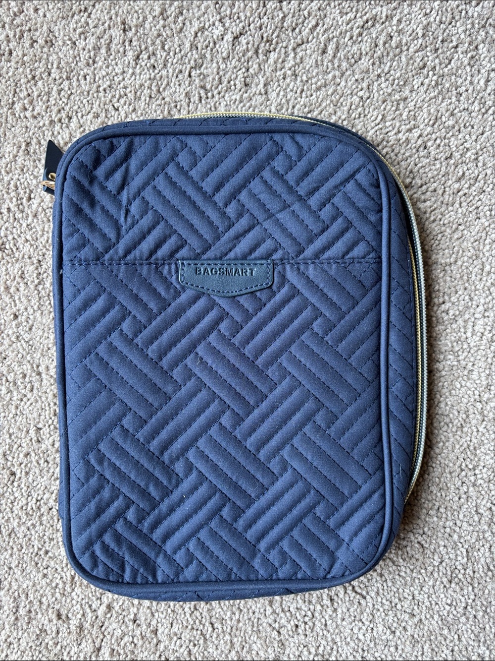 BAGSMART Quilted Navy Travel Jewelry Organizer Pouch